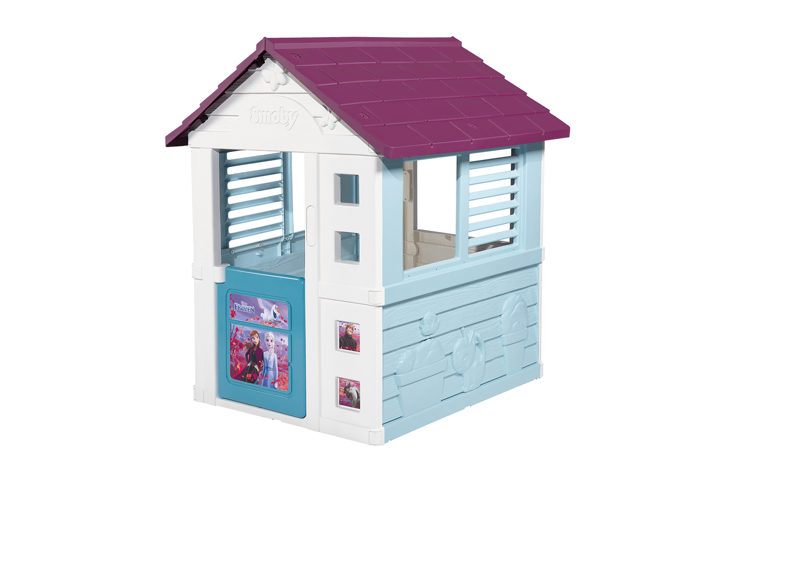 Domček Frozen Disney Playhouse Smoby polovičné dvere a 2 okná so žalúziami UV filter od 2 rokov